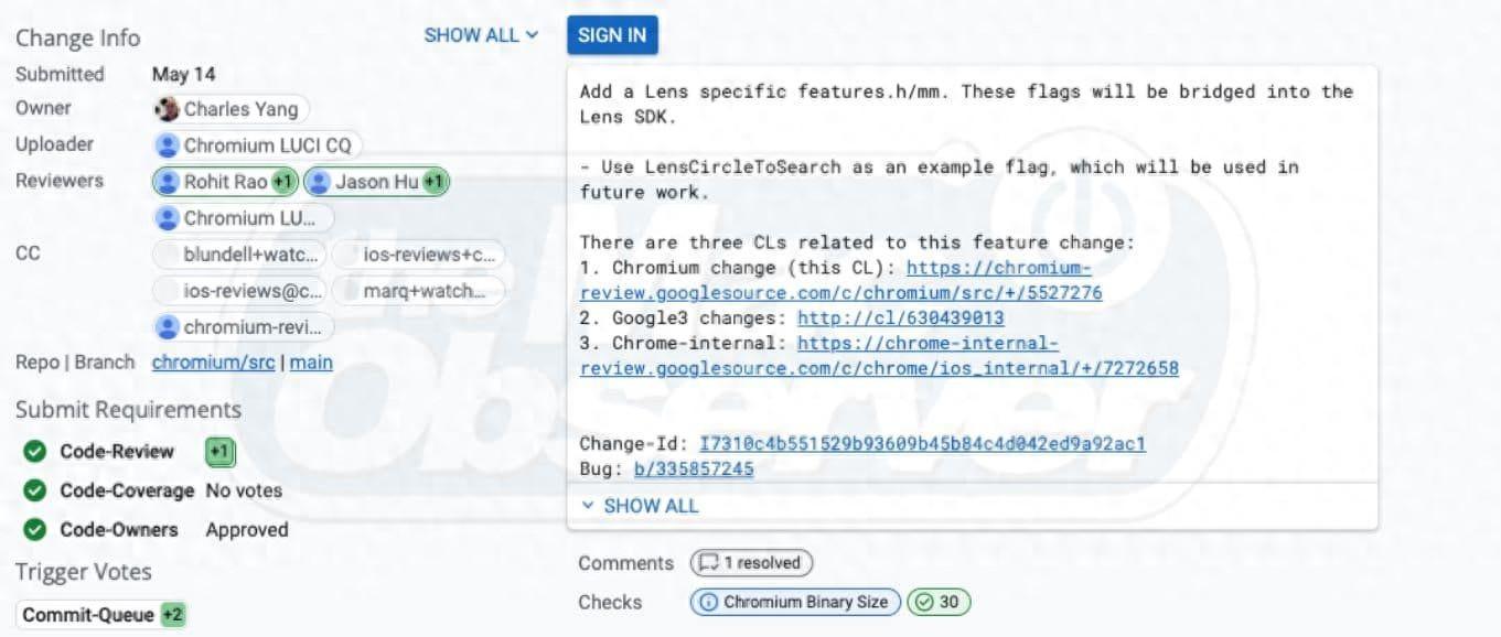 iOS版谷歌Chrome瀏覽器正測試引入“圈選即搜”功能